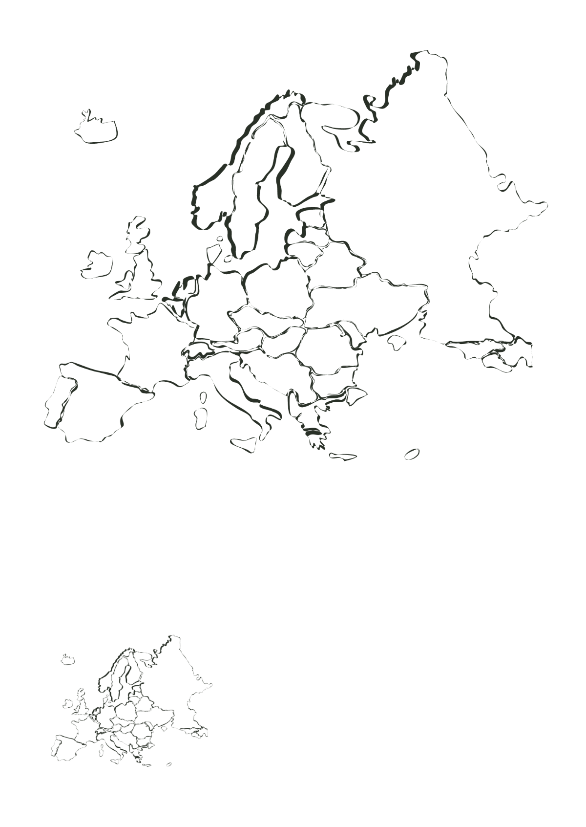 Free White Europe Map Coloring Page Template
