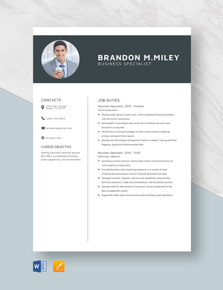 Business Process Specialist Resume - Download in Word, Apple Pages ...