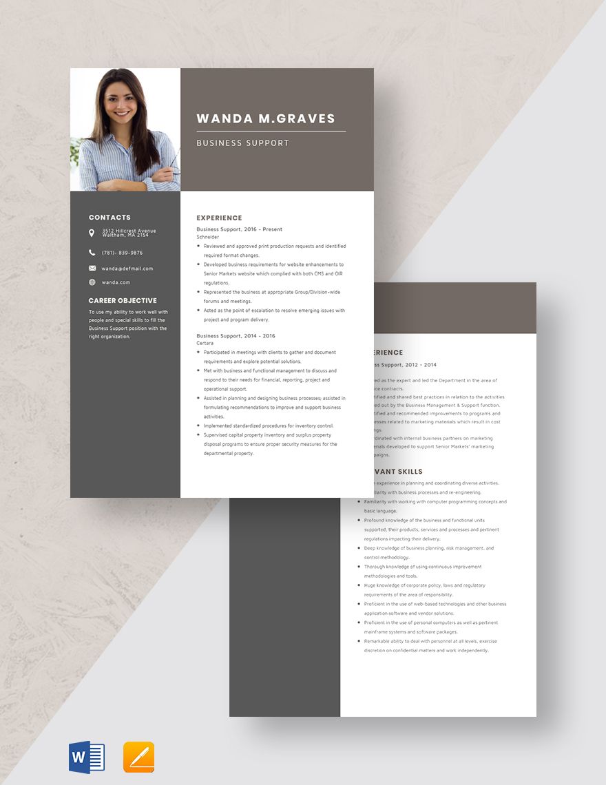 Business Support Resume