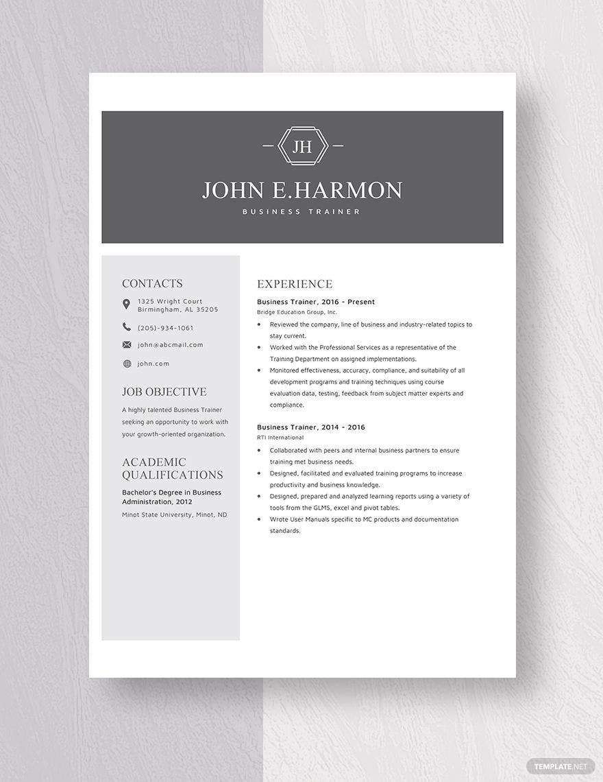 Business Trainer Resume