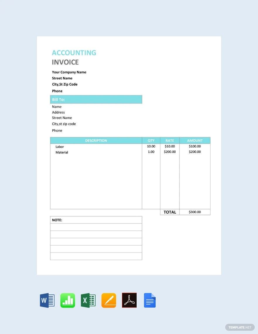 Accountant Invoice Template Thoughtfulwander Blog