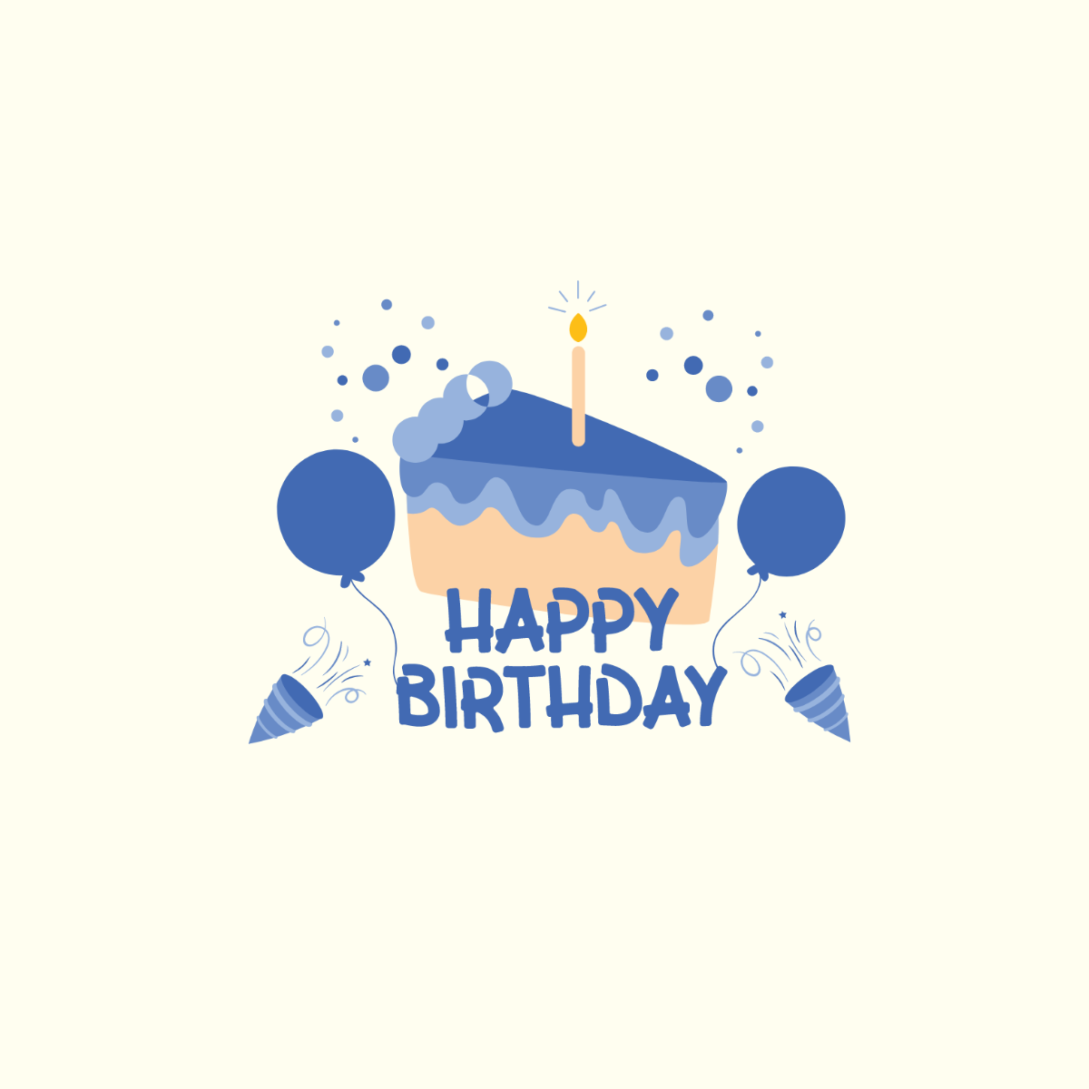 Blue Happy Birthday Vector Template
