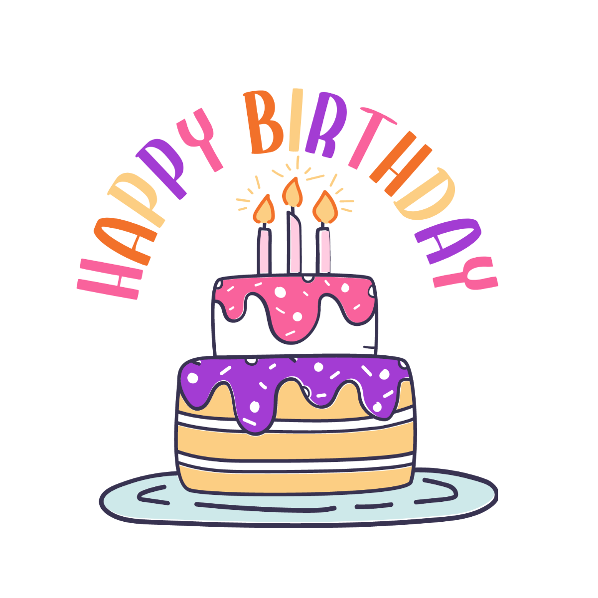 Happy Birthday Cake Doodle Vector Template