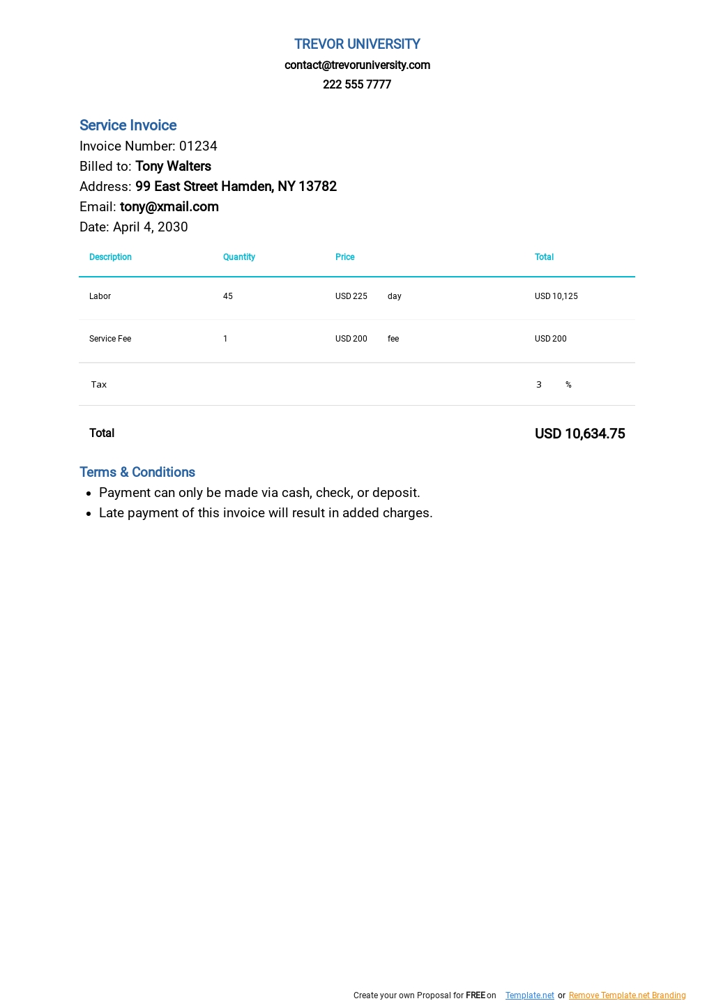 simple invoice template google