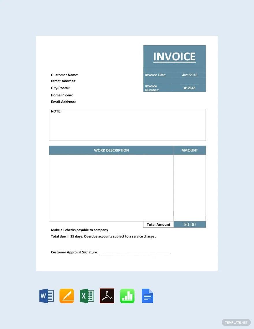 Free Basic Service Invoice Template