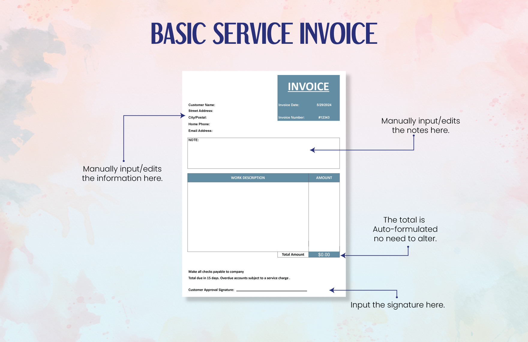 Basic Service Invoice Template