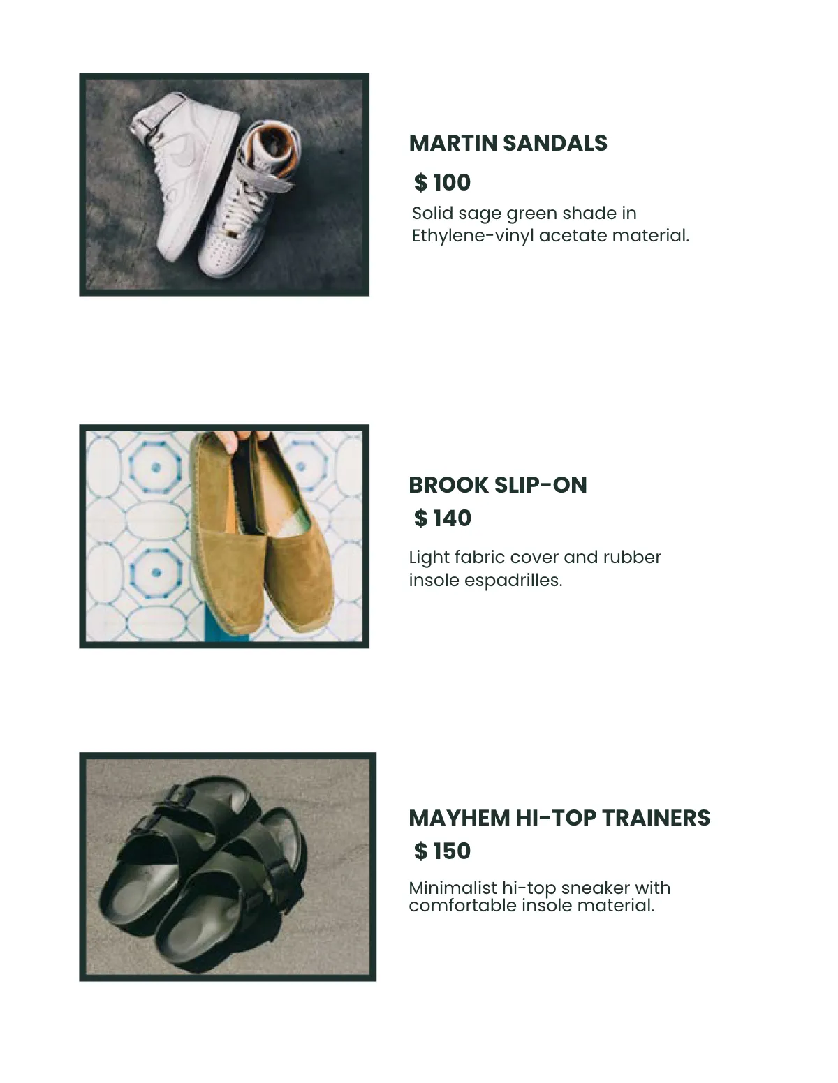 Free Shoes Sale Catalog Template to Edit Online