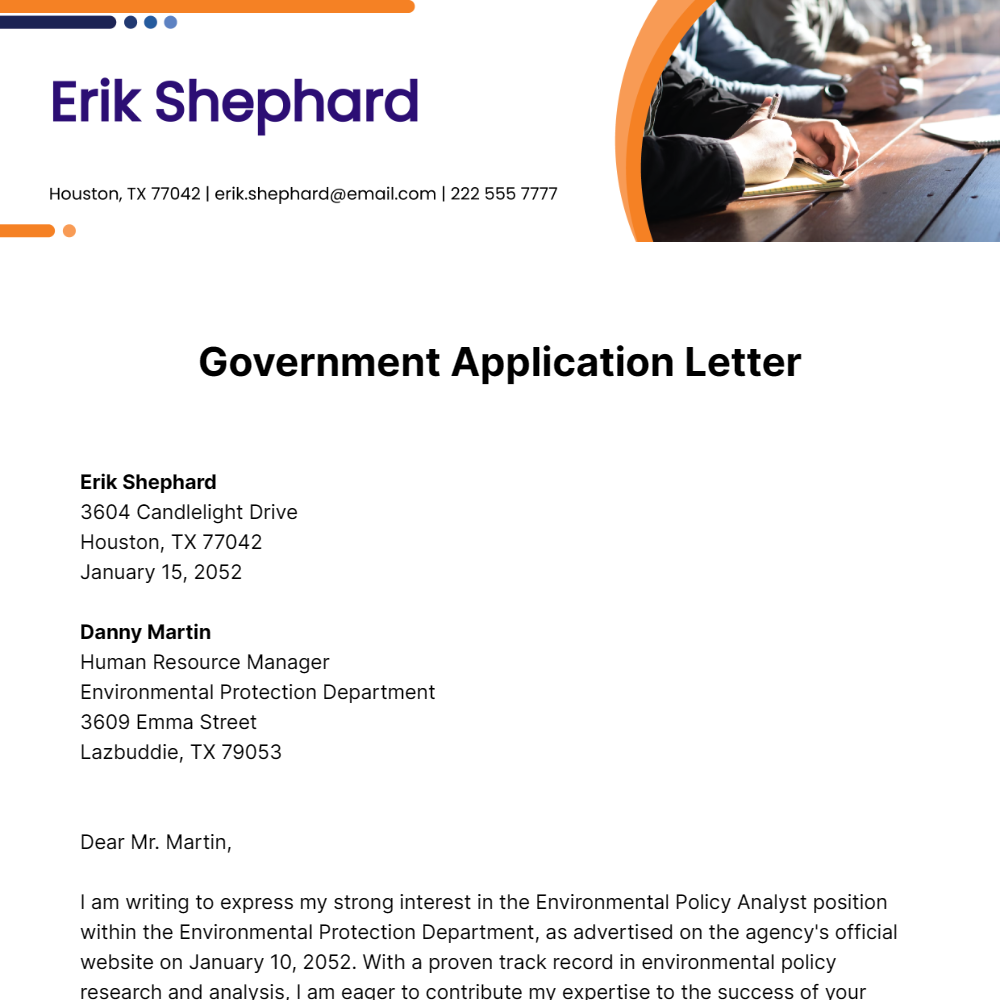 Government Application Letter Template