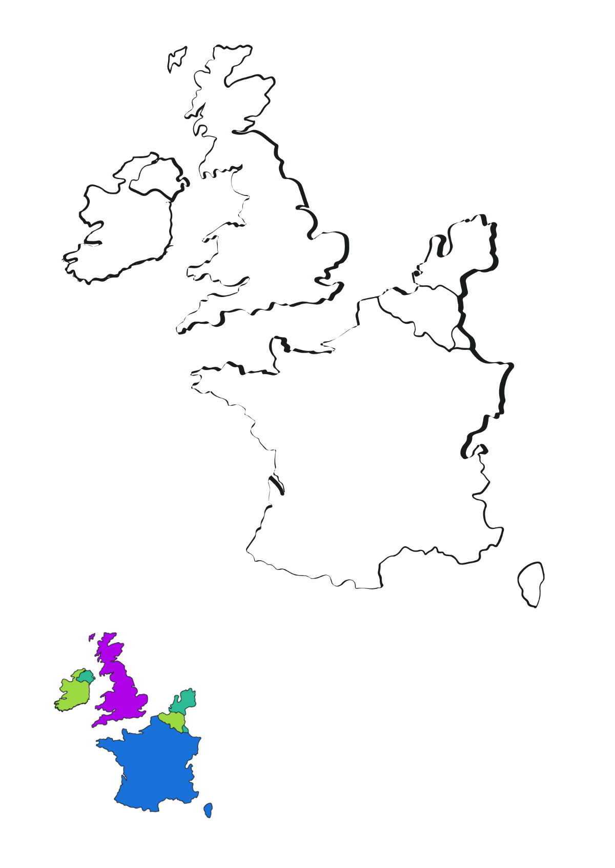 West Europe Map Coloring Page Template