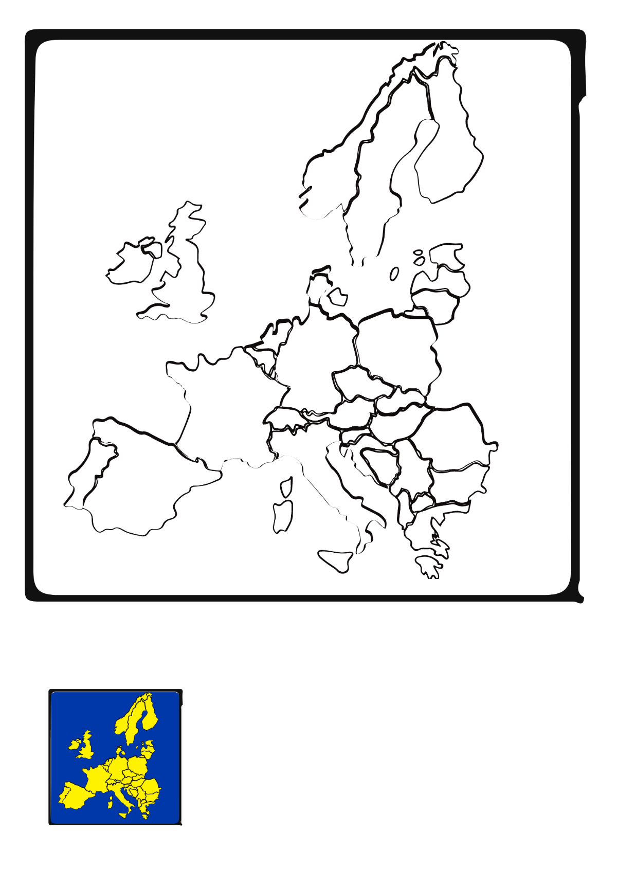 Europe Border Map Coloring Page Template