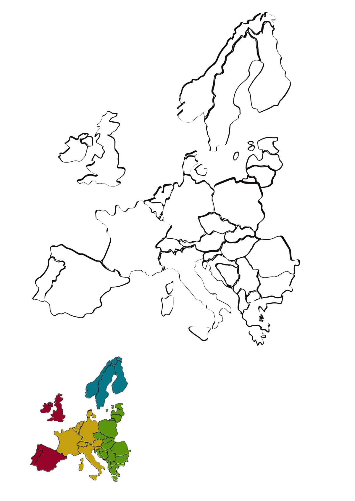 Colorful Europe Map Coloring Page Template