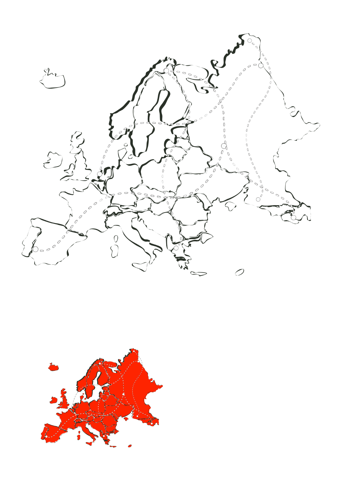 Europe Road Map Coloring Page Template