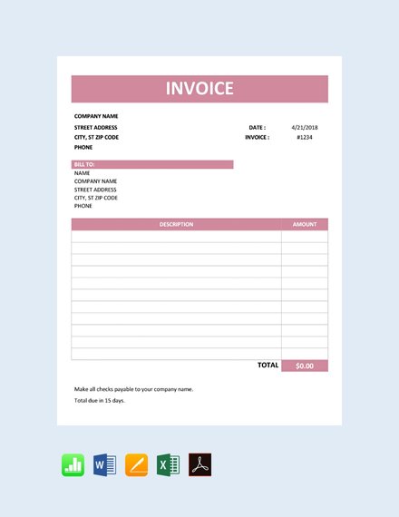 invoice template free excel for mac