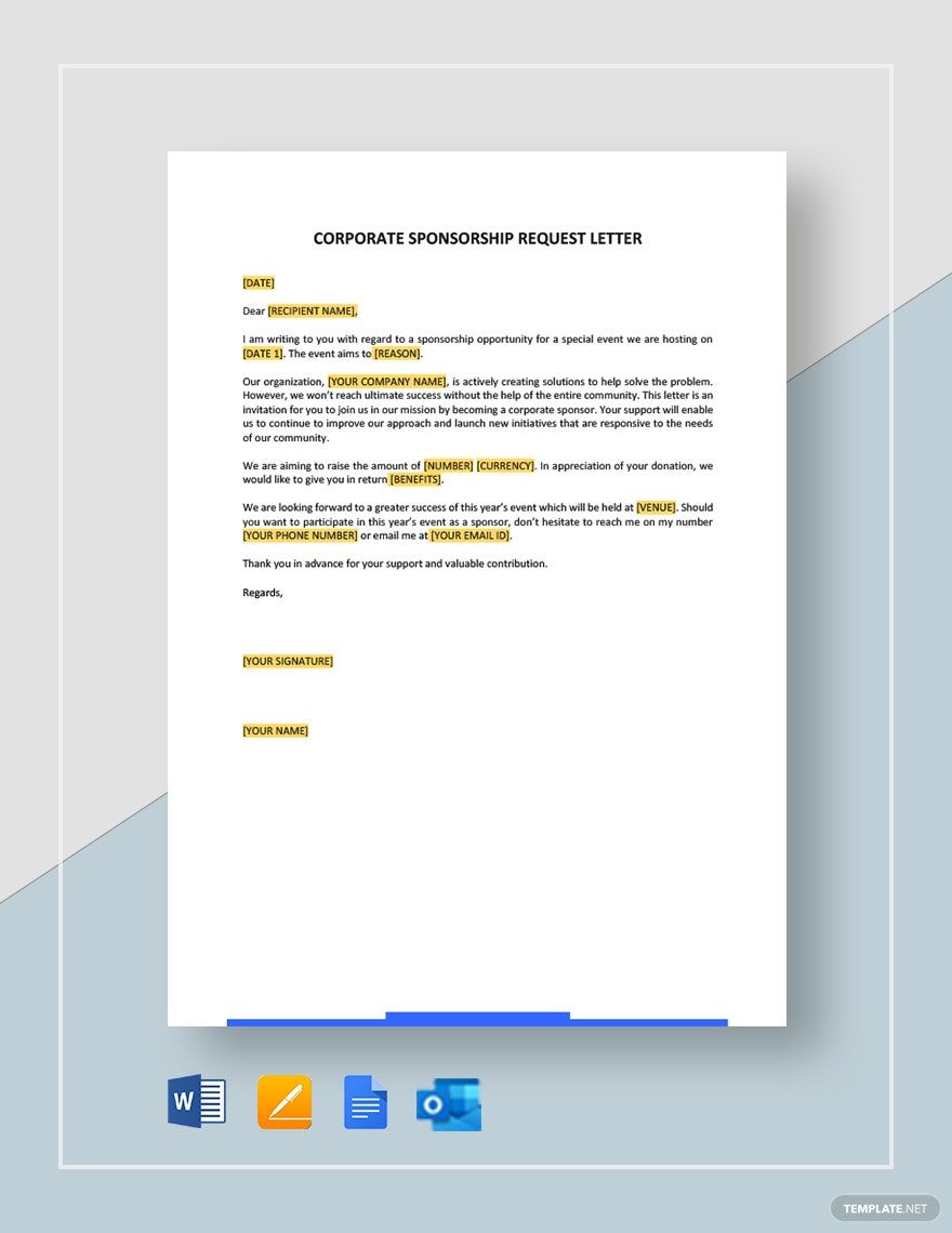 Corporate Sponsorship Request Letter Template