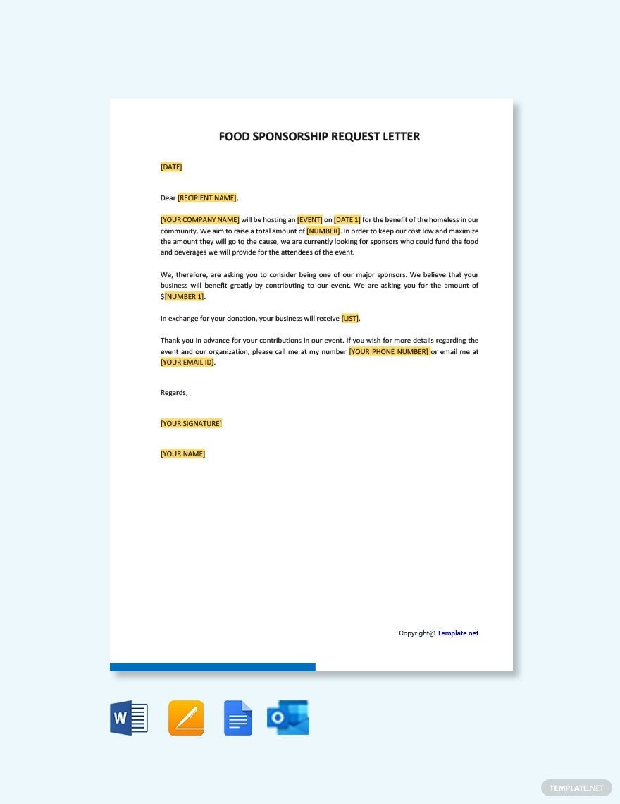 Free Food Sponsorship Request Letter Template