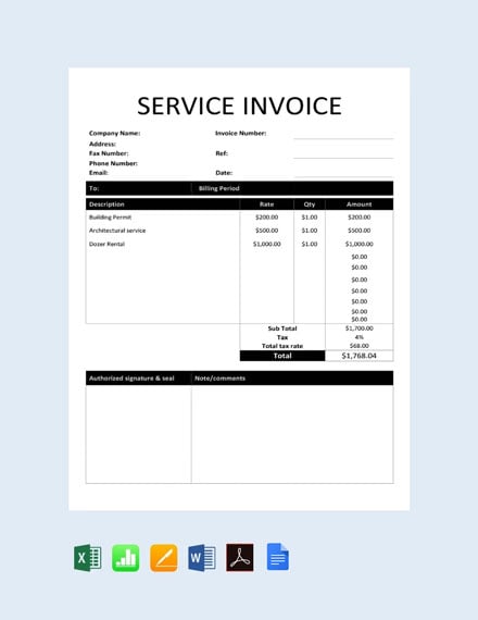 FreeConstructionServiceInvoiceTemplate