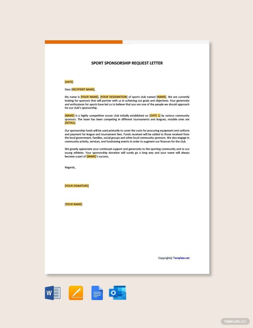 Sports Sponsorship Letter Template in PDF