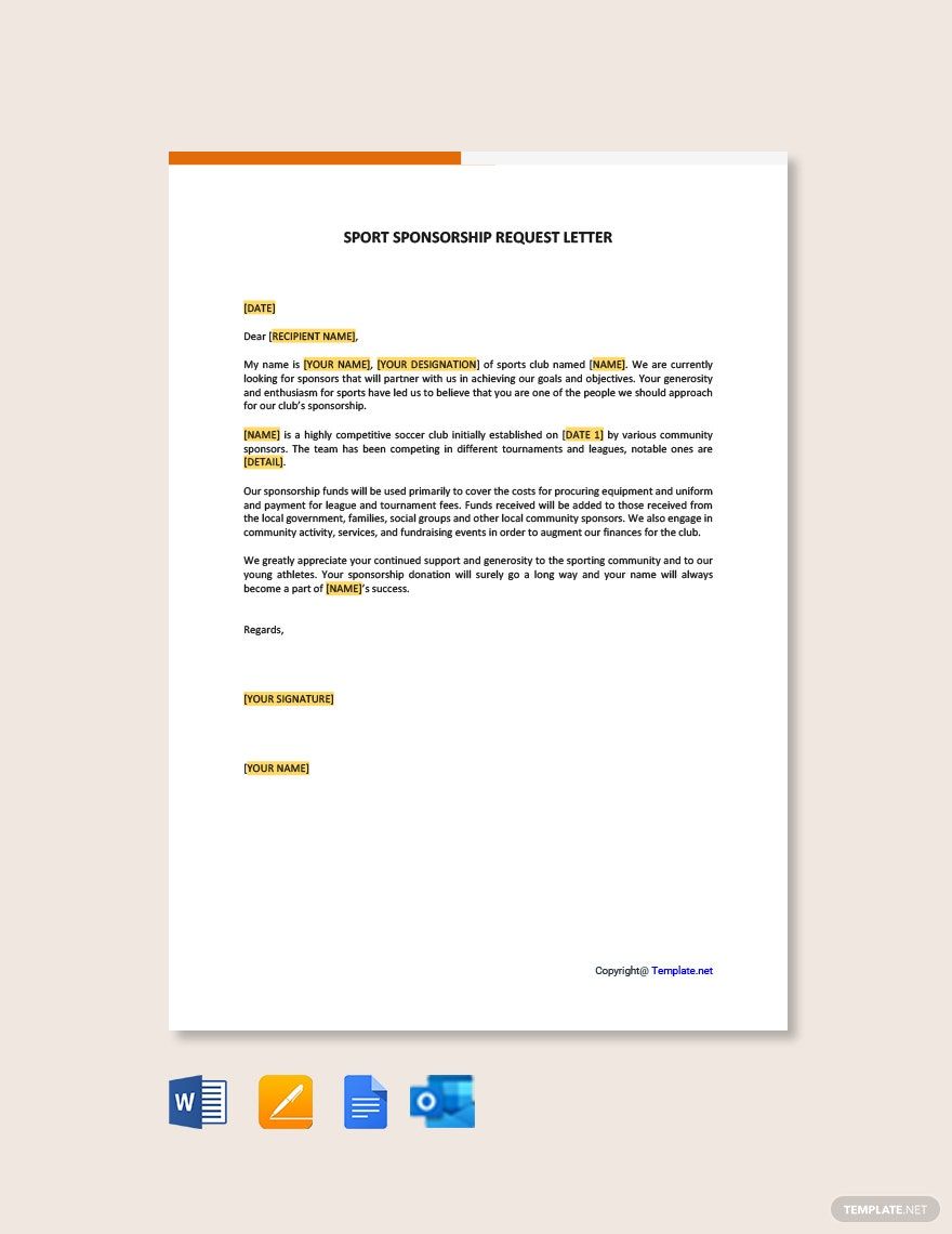 Sport Sponsorship Request Letter Template Google Docs Word Apple 