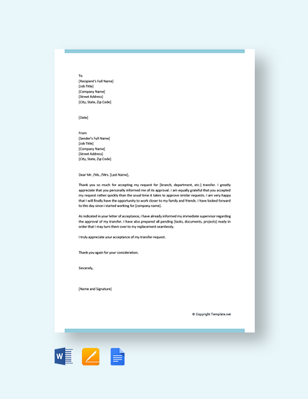 FREE Thank You Letter to Boss For Transfer Template - Word | Google ...