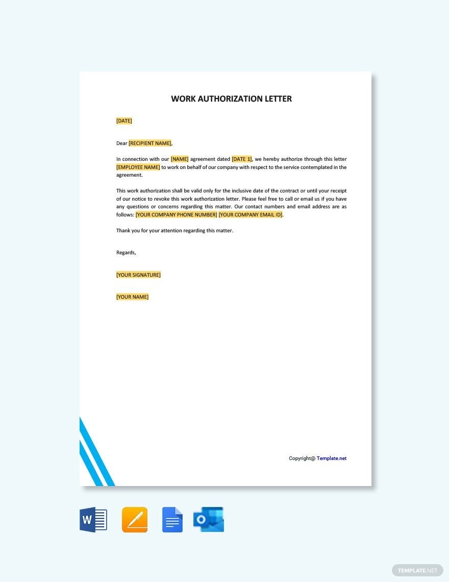Work Authorization Letter Template