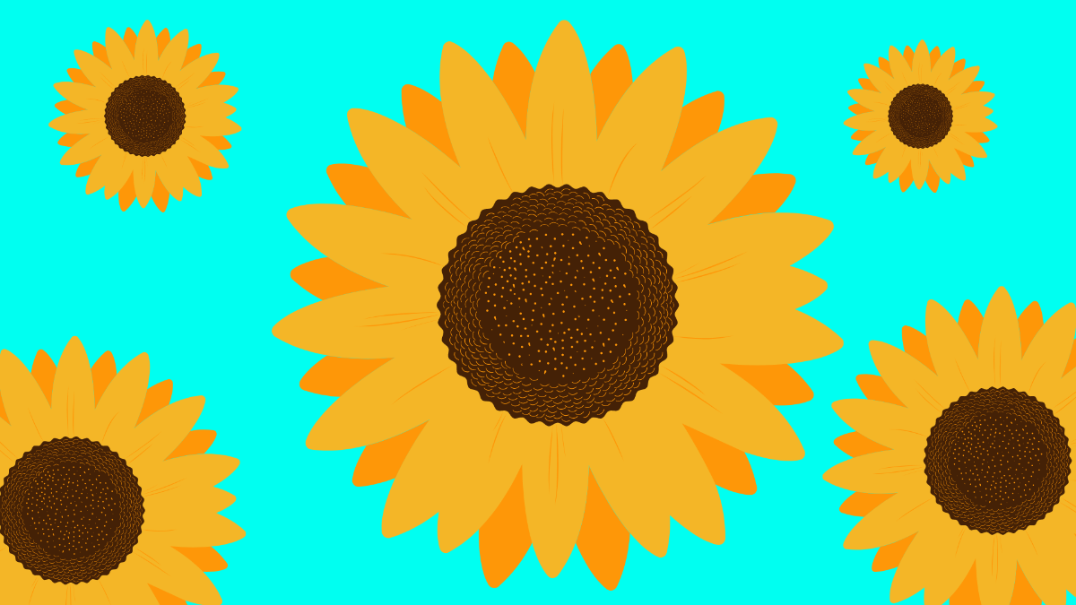 Free Sunflower Turquoise Background Template