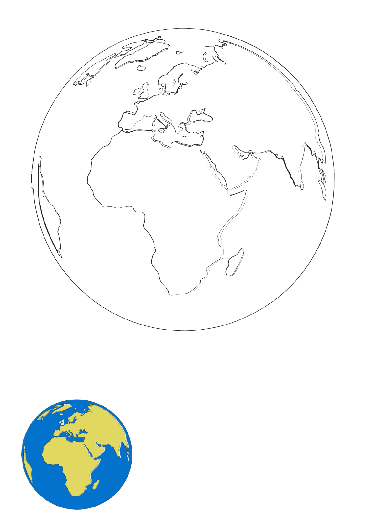 Europe Map Globe Coloring Page Template
