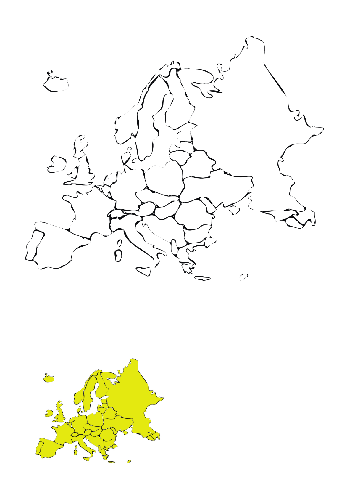 Europe Map Shape Coloring Page Template