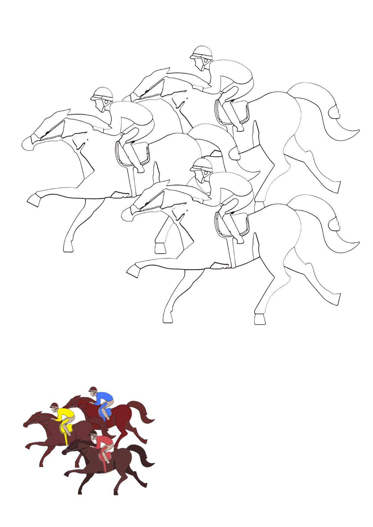 Free Horse Racing Coloring Page Template