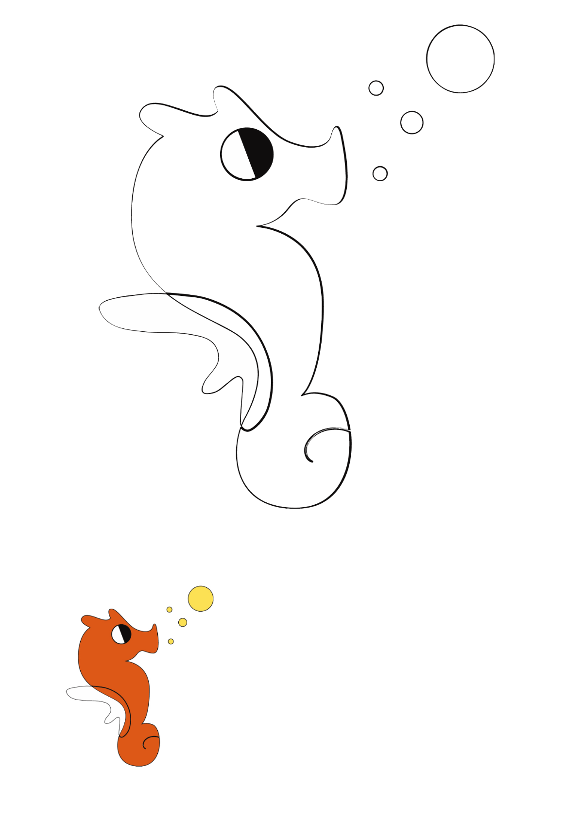 Sea Horse Coloring Page Template