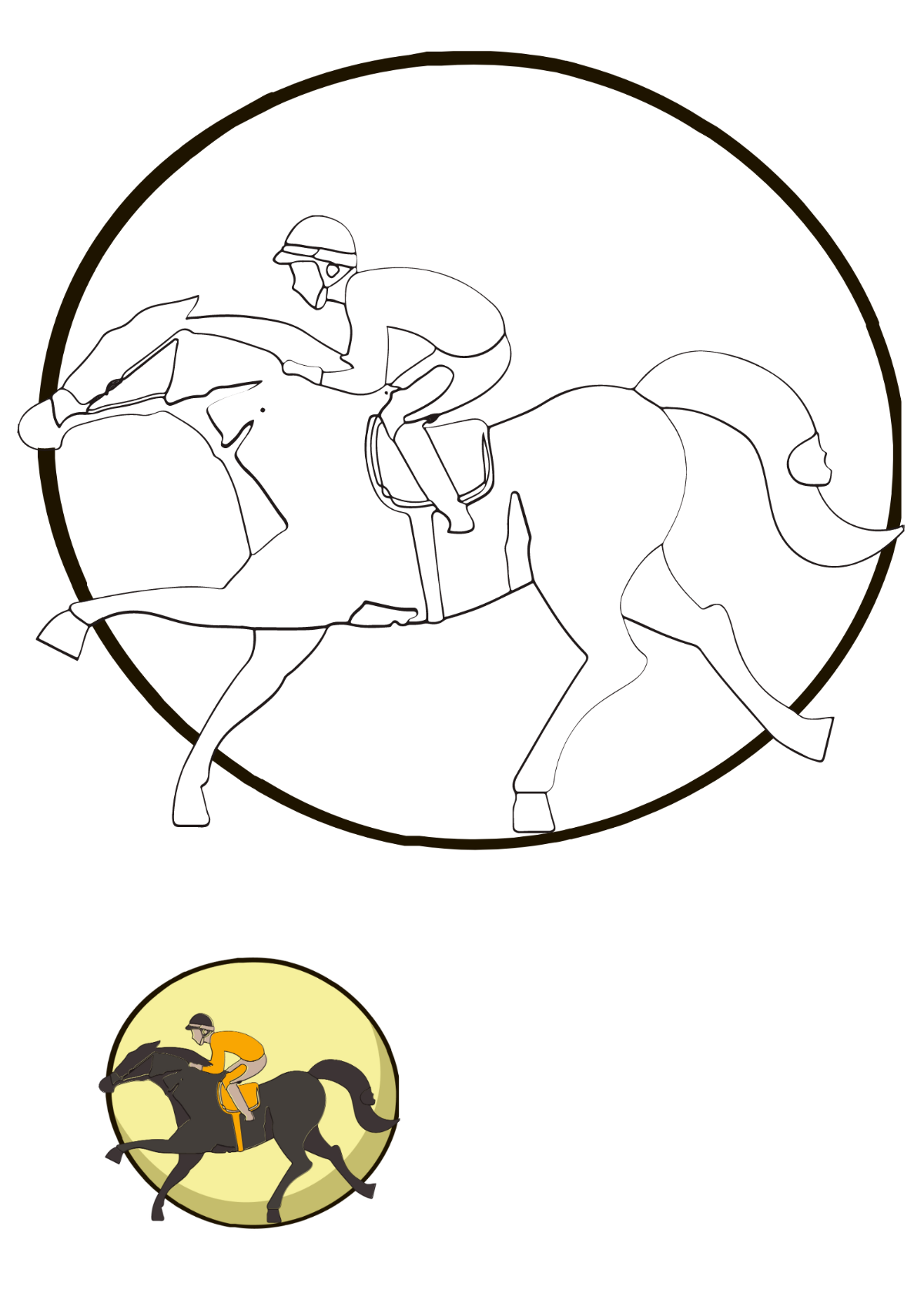 Horse Riding Coloring Page Template