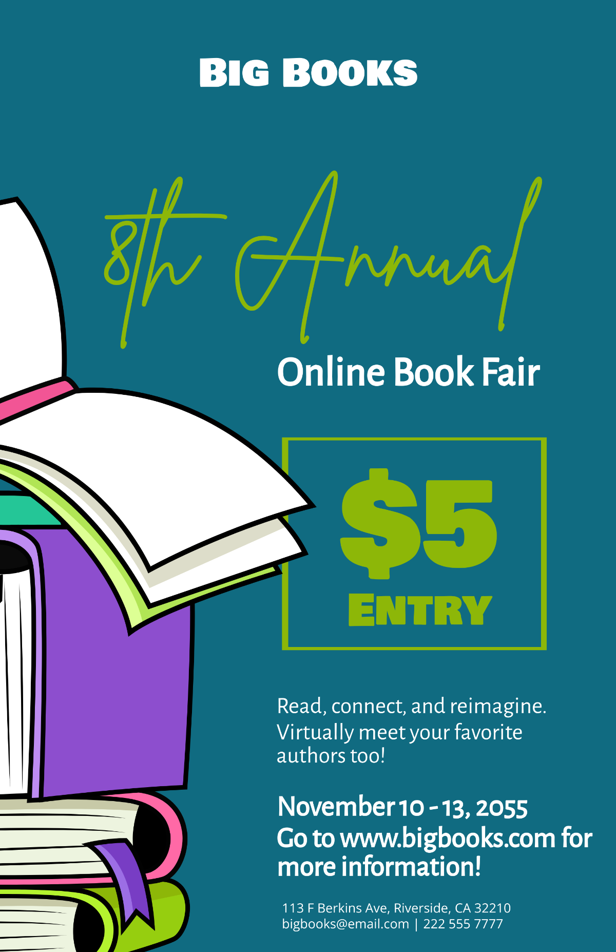 Free Virtual Book Fair Poster Template