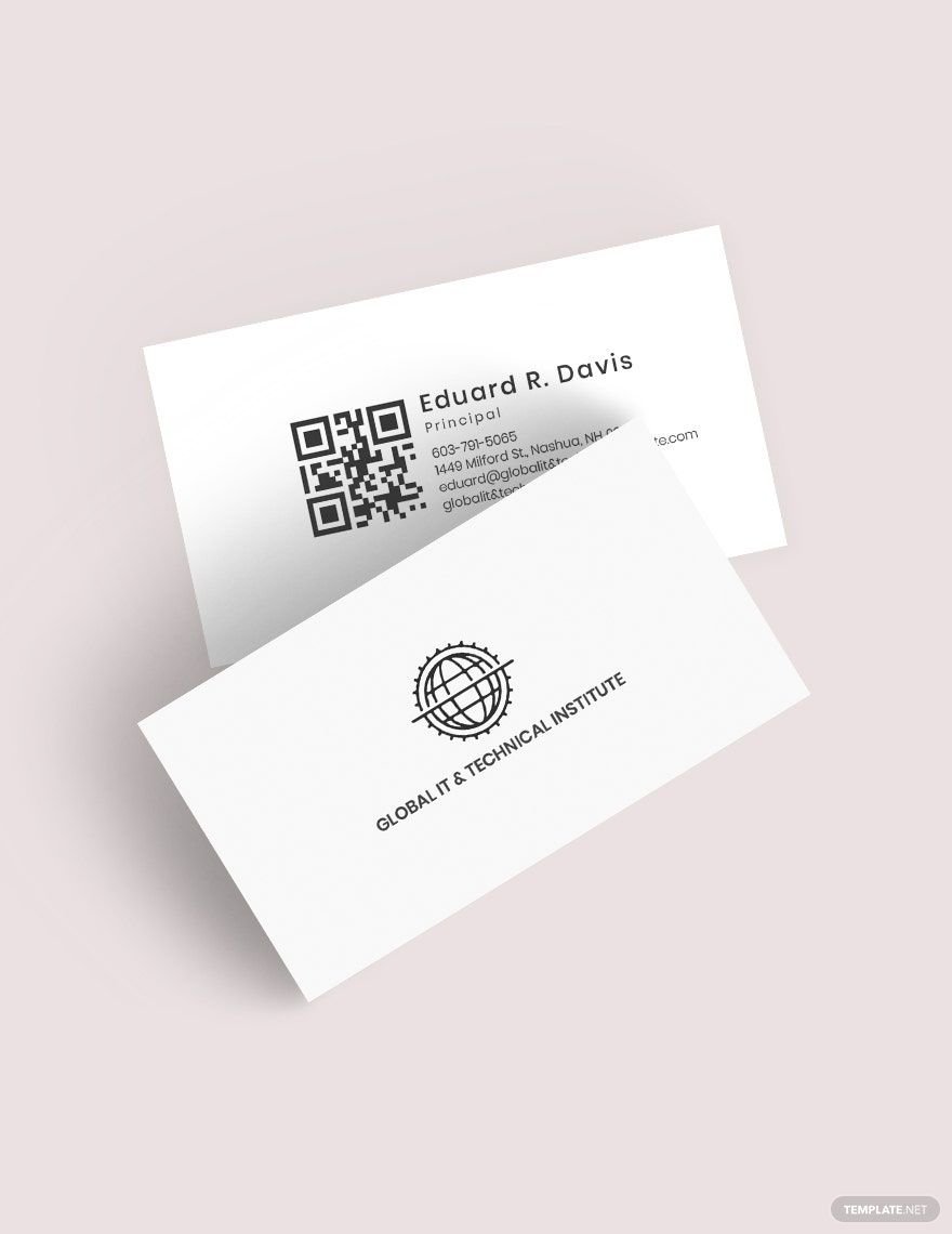 QR Code Global IT Business Card Template in Word, Google Docs, Illustrator, PSD, Apple Pages, Publisher
