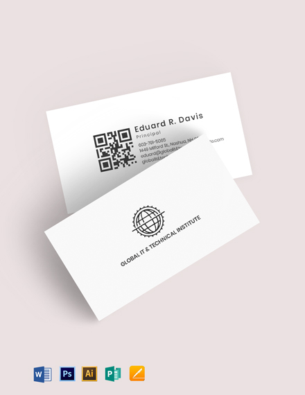 Qr Code Global It Business Card Template Word Psd Apple