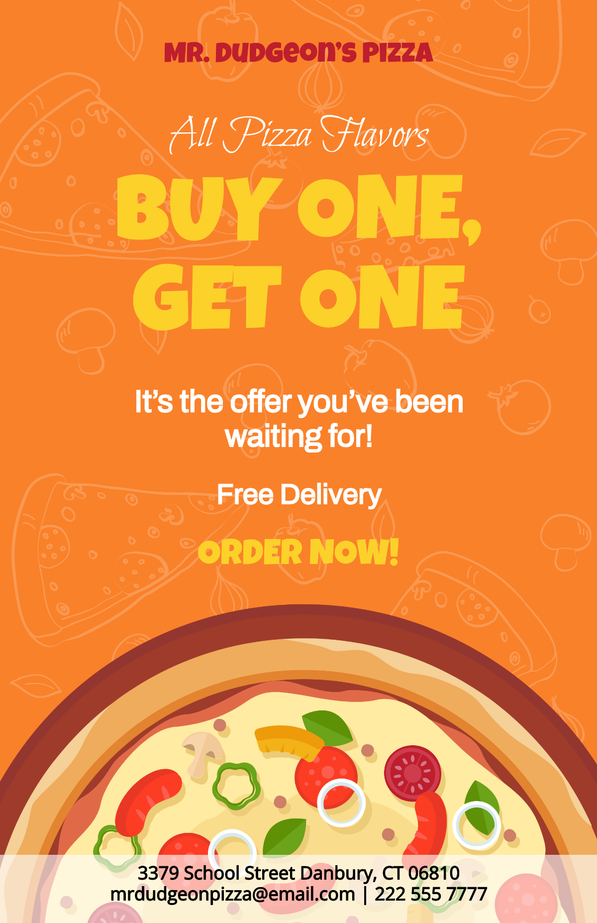 Free Pizza BOGO Poster Template