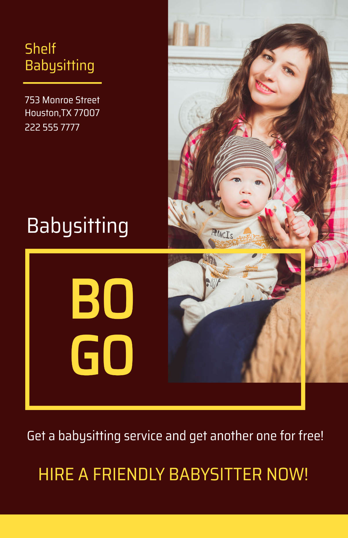 Free Babysitting BOGO Poster Template
