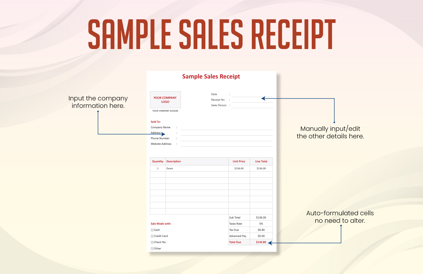 Sample Sales Receipt Template