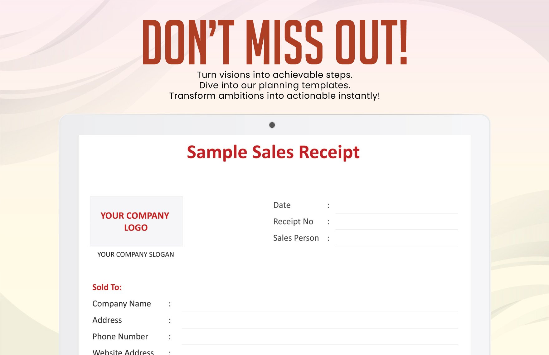 Sample Sales Receipt Template