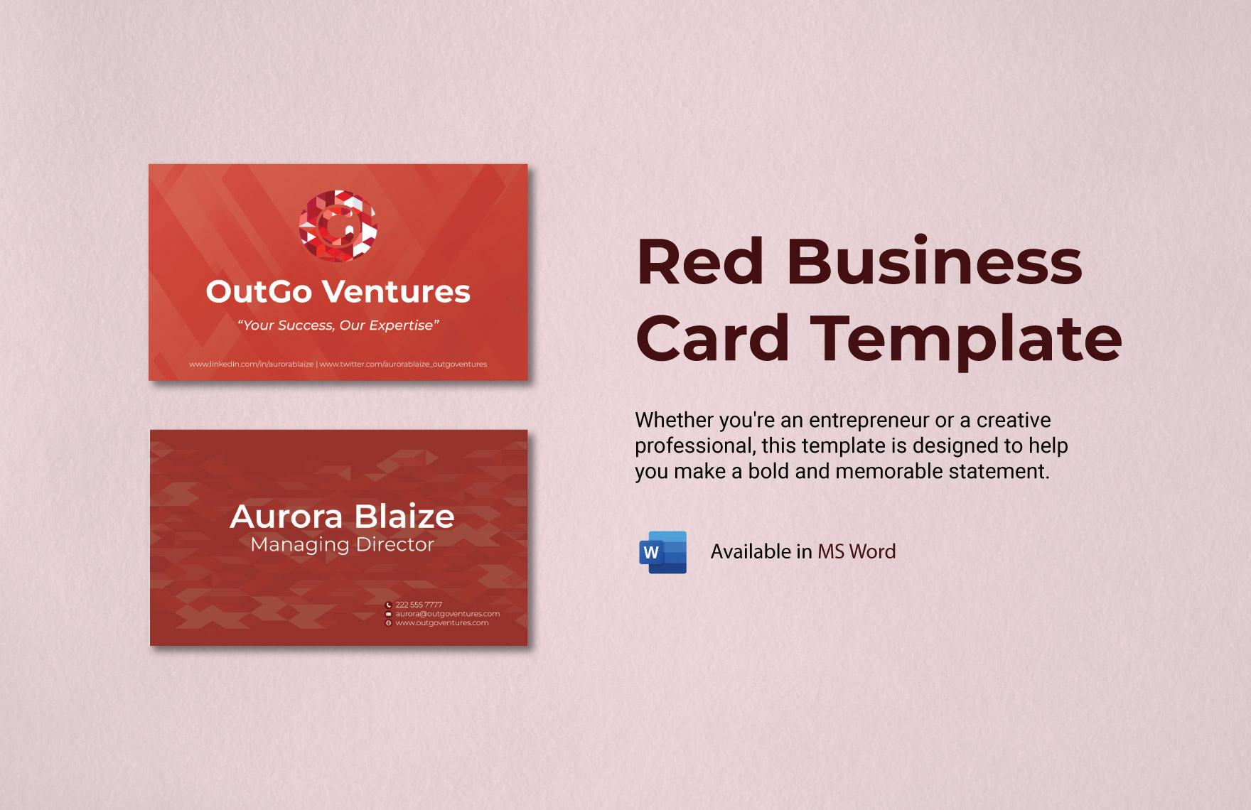 Red Business Card Template Download In Word Template