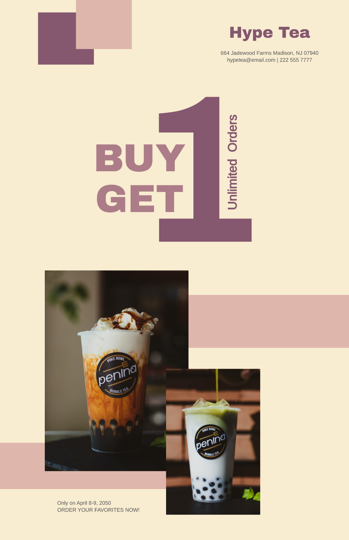 BOGO Bubble Tea Poster Template