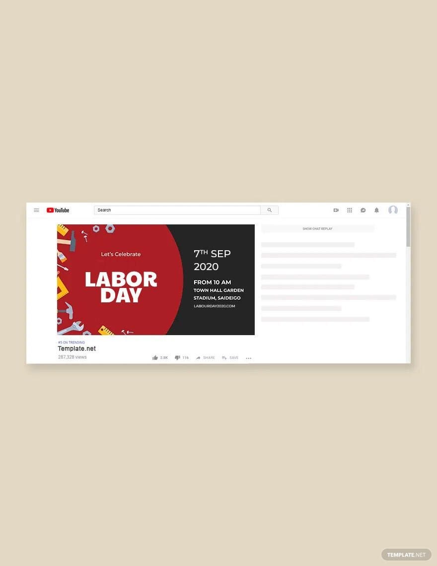 Simple Labor Day YouTube Video Thumbnail Template