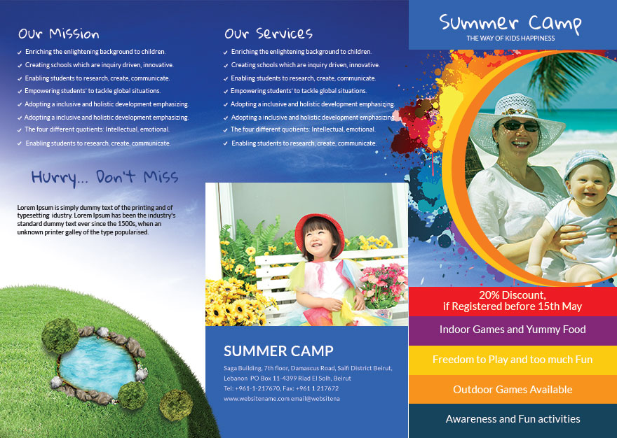 Summer Camp Trifold Brochure Template