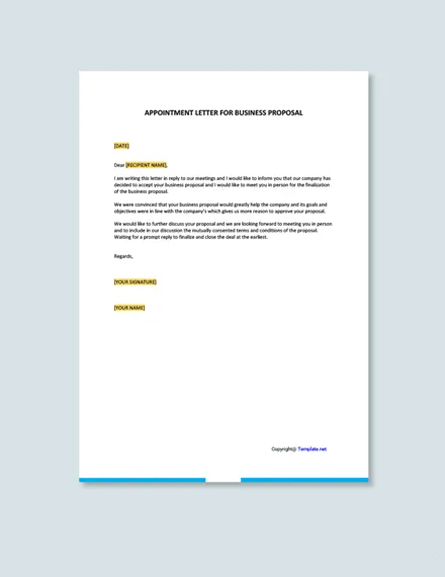 Appointment Letter For Business Proposal Template