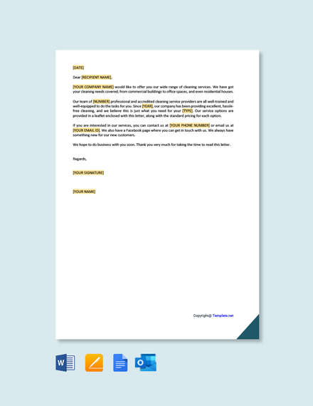 Cleaning Service Offer Letter Template Google Docs Word Template