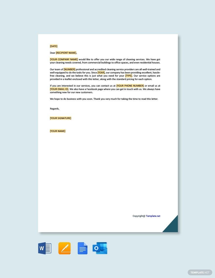 Cleaning Service Offer Letter Template
