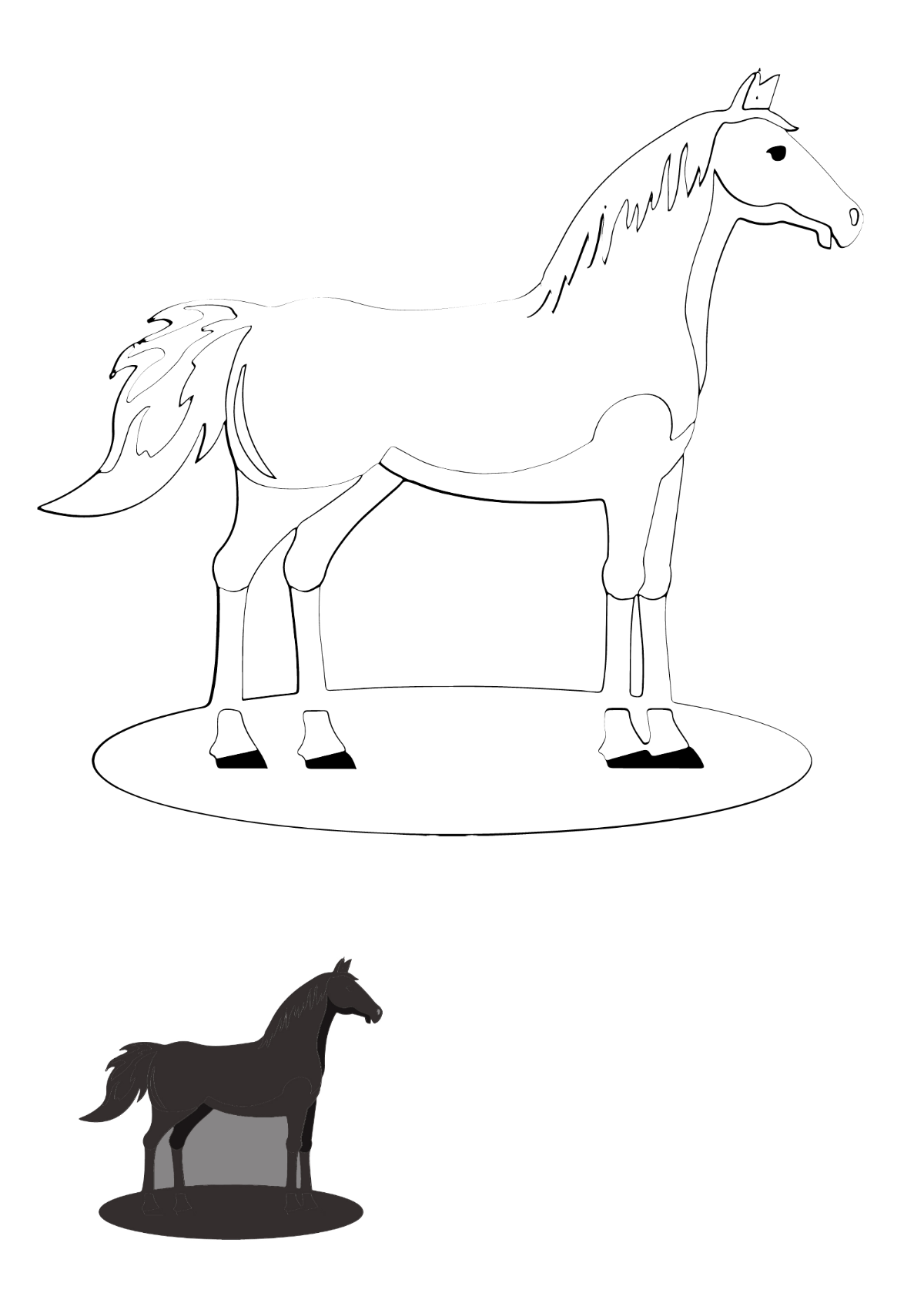 Free Black Horse Coloring Page Template