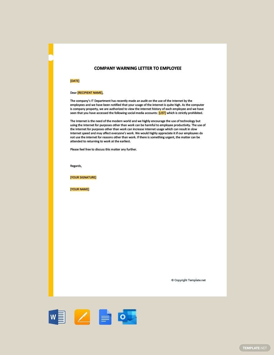 Free Company Warning Letter To Employee Template