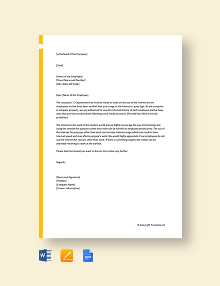 FREE Warning Letter for Damaging Company Vehicle Template - Word ...