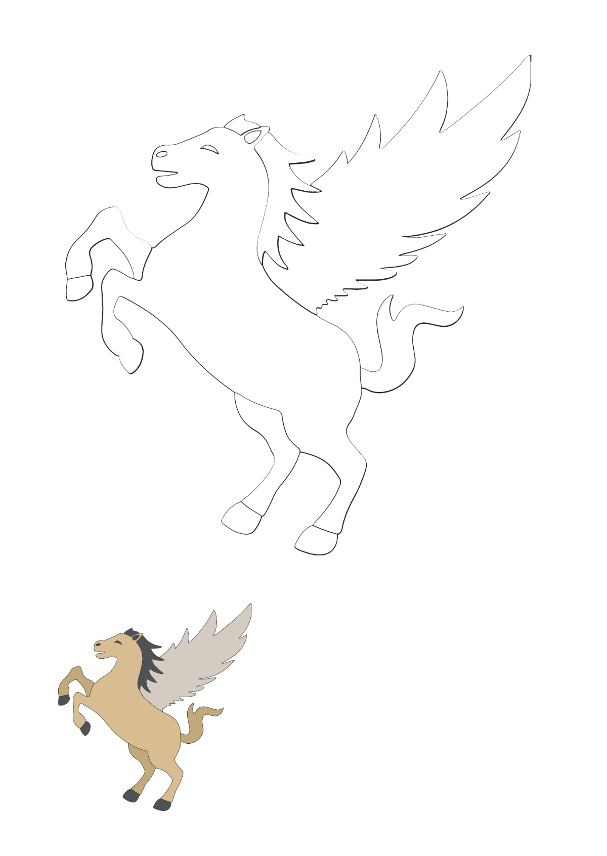 Flying Horse Coloring Page Template