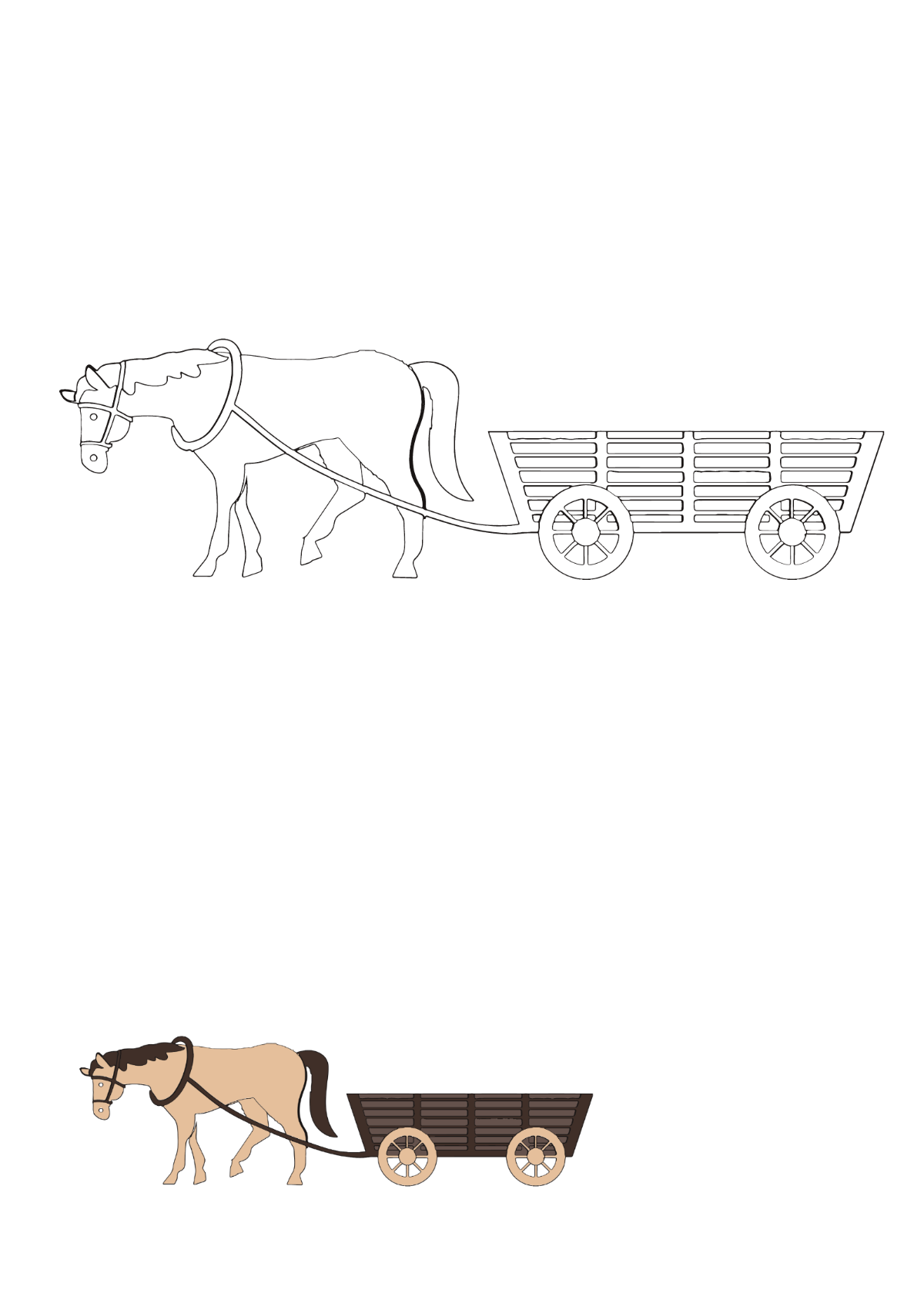 Free Horse Cart Coloring Page Template