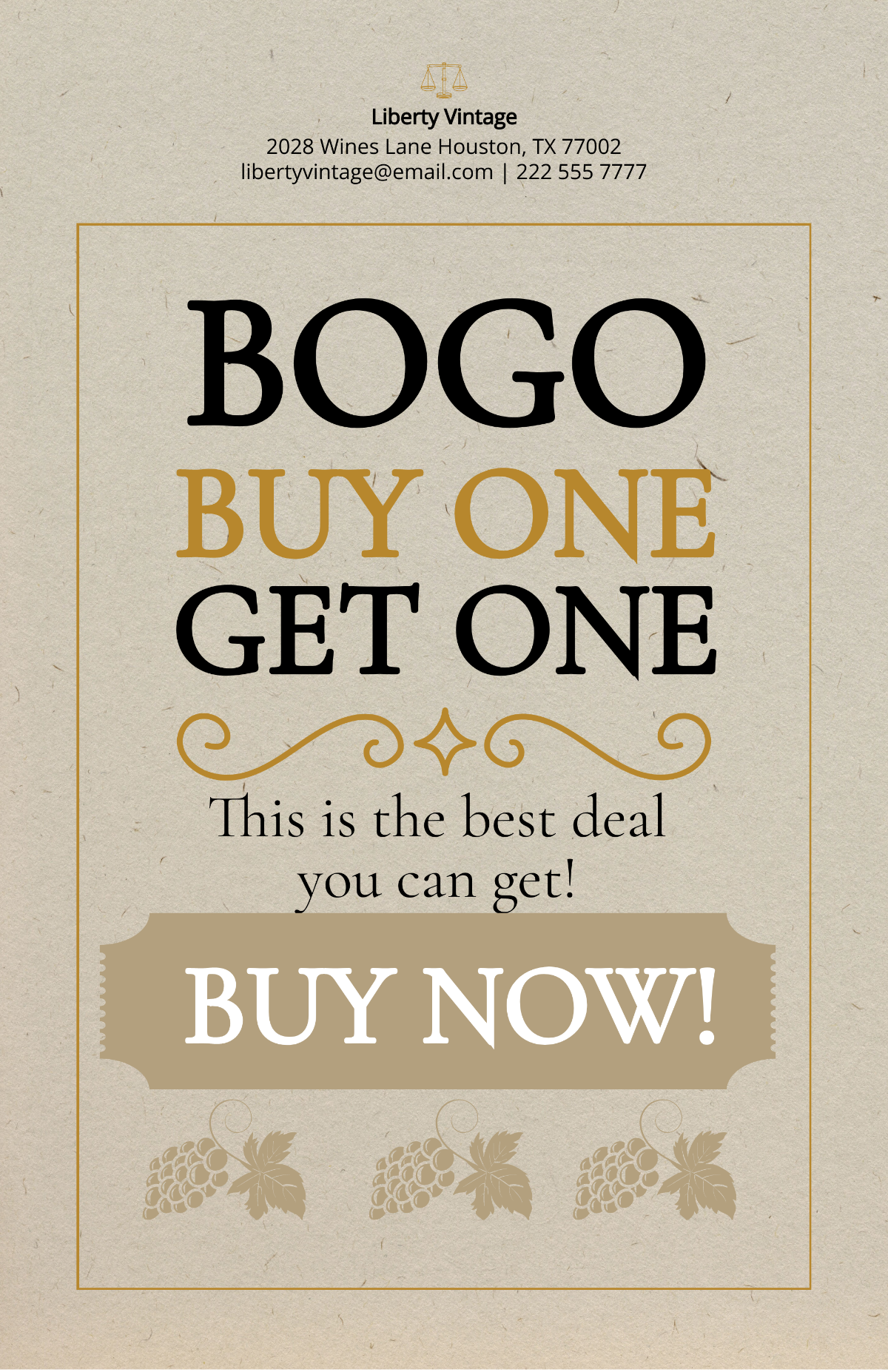 Free Vintage BOGO Poster Template